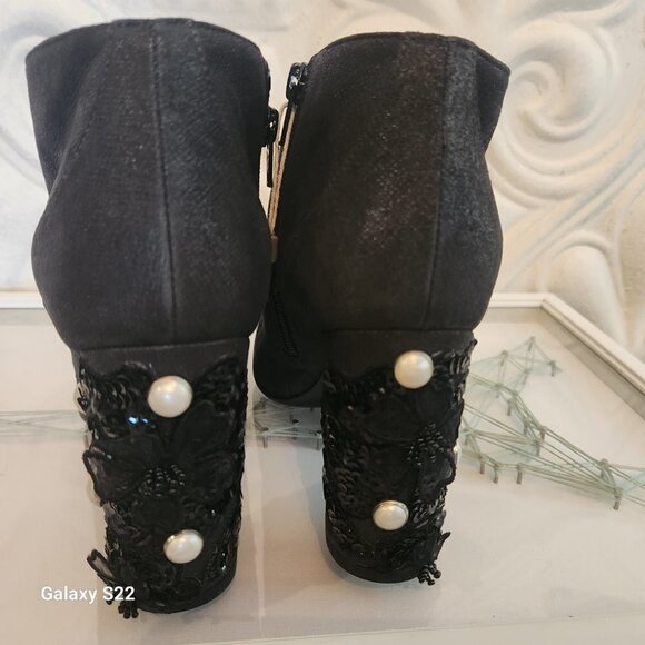 Giancarlo Paoli Black Embellished Ankle Boots. NWOT. Size 38.5 EU/ US 8 - Picture 7 of 12